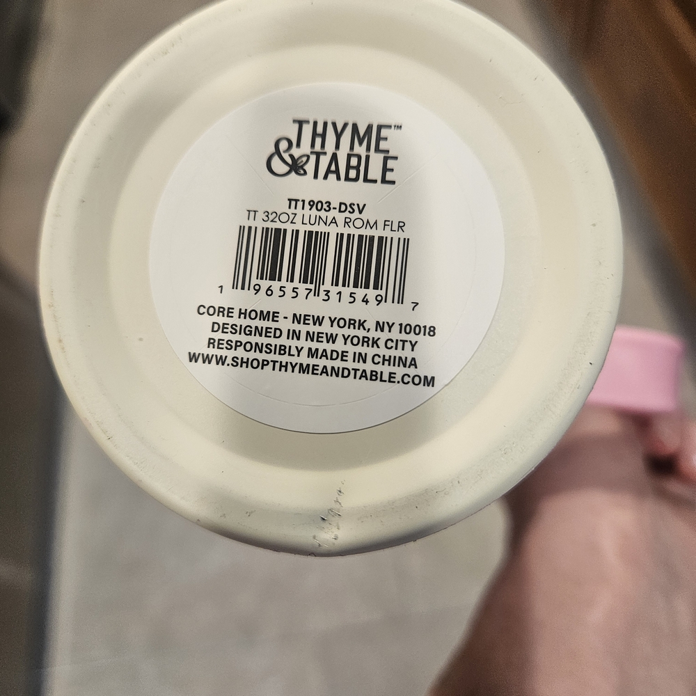 Thyme & Table Floral Pink Insulated Travel Mug with Handle - Picture 5 of 5